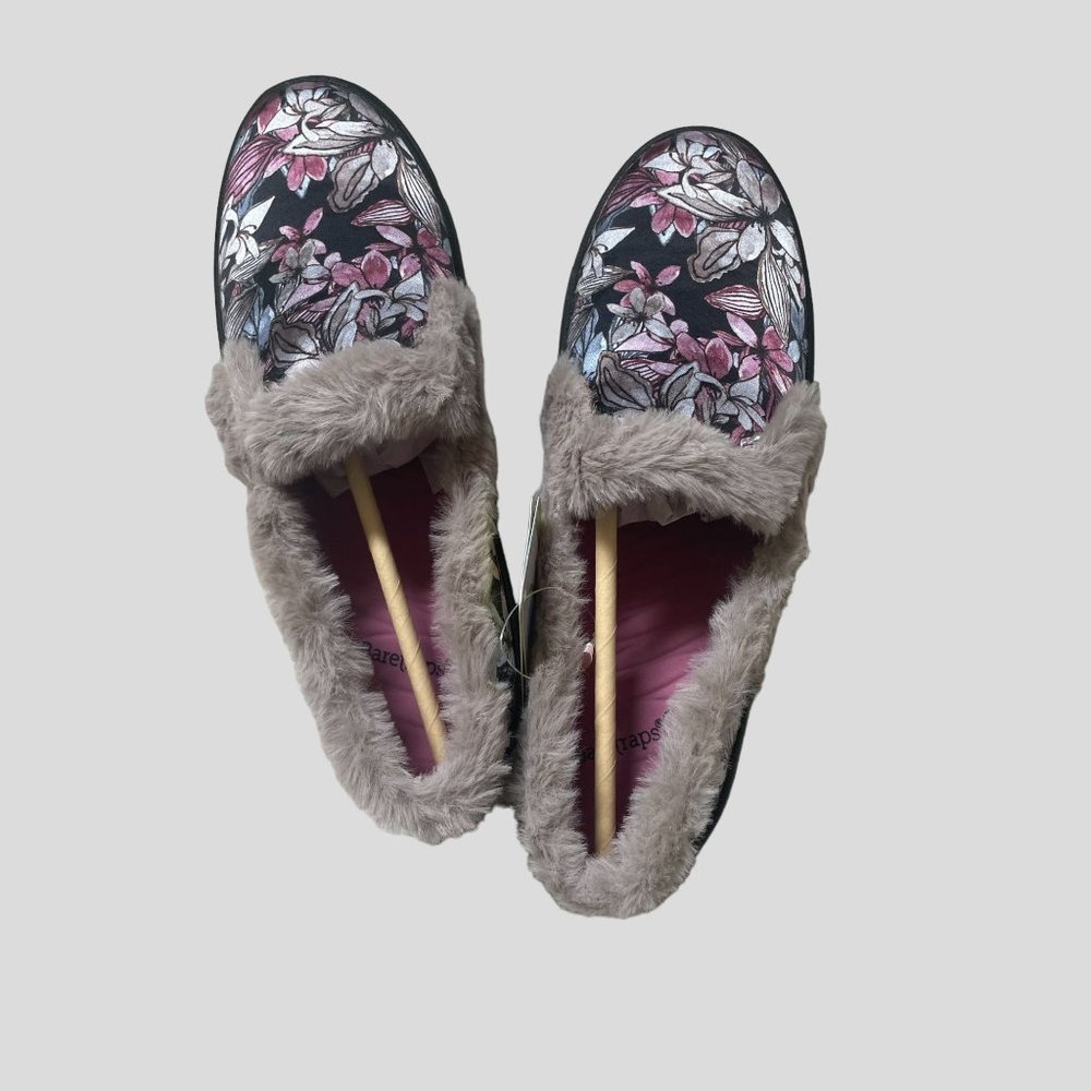 Baretraps Becky Womens Fuzzy Slippers Size 8W Dark Mauve Multicolored NIB